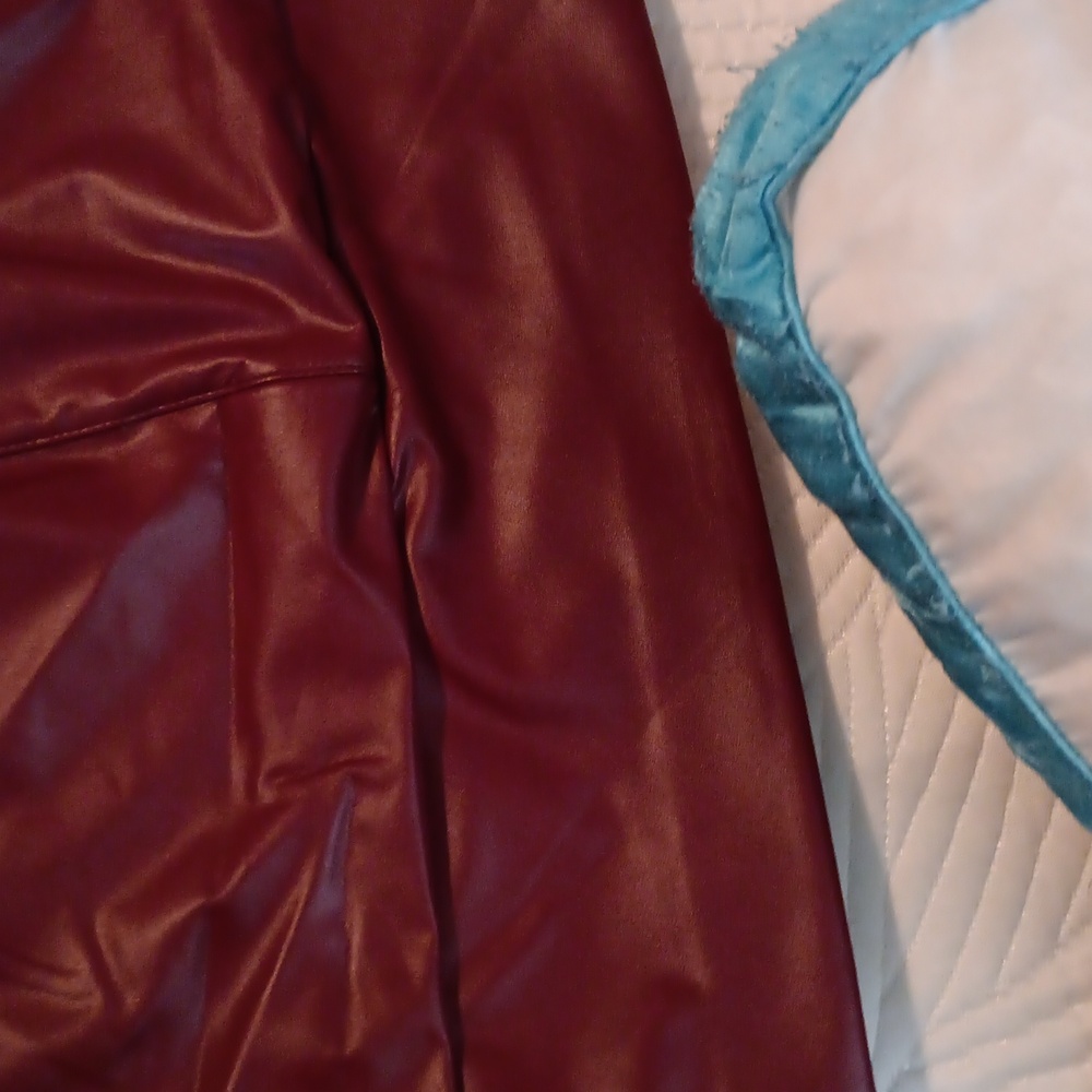Fashion Nova Burgundy Faux Leather  Leggings In XL - Picture 2 of 3